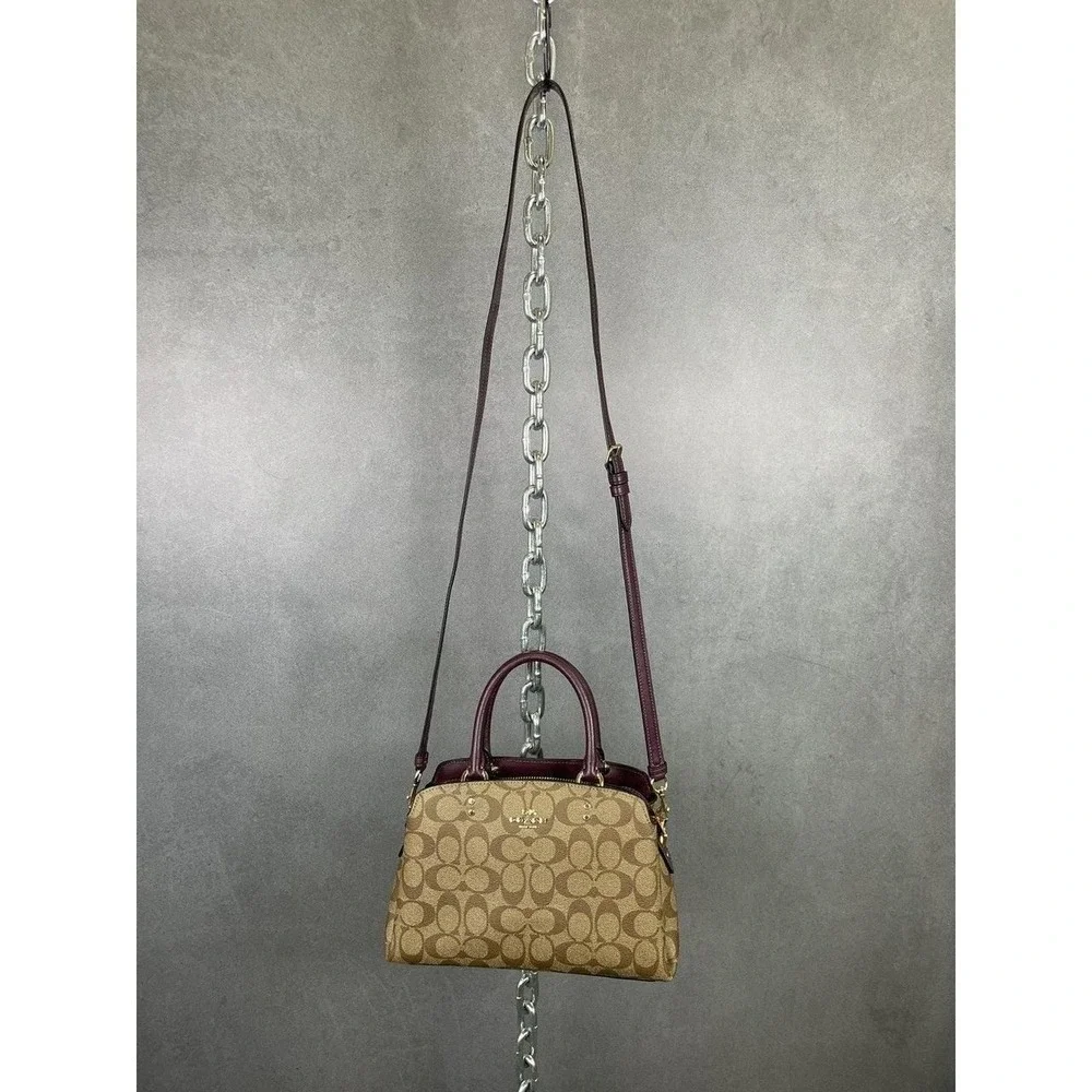 COACH LILLIE Mini Carryall Crossbody Signature Canvas Boysenberry 91494 $398